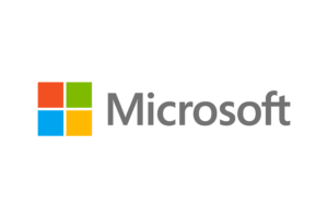 Microsoft logo featuring a four-square, multicolored window design on the left, with each square in red, green, blue, and yellow. The word "Microsoft" is written in gray, sans-serif font to the right of the window design. The background is transparent.
