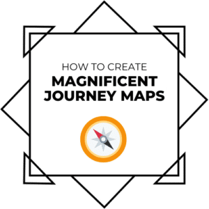 A white square centered on a larger geometric pattern with black outlines and additional diamond shapes on the corners. The text "How to Create Magnificent Journey Maps" is in the center, with a small compass icon below the text. - Choice Hacking Academy A white square centered on a larger geometric pattern with black outlines and additional diamond shapes on the corners. The text "How to Create Magnificent Journey Maps" is in the center, with a small compass icon below the text.